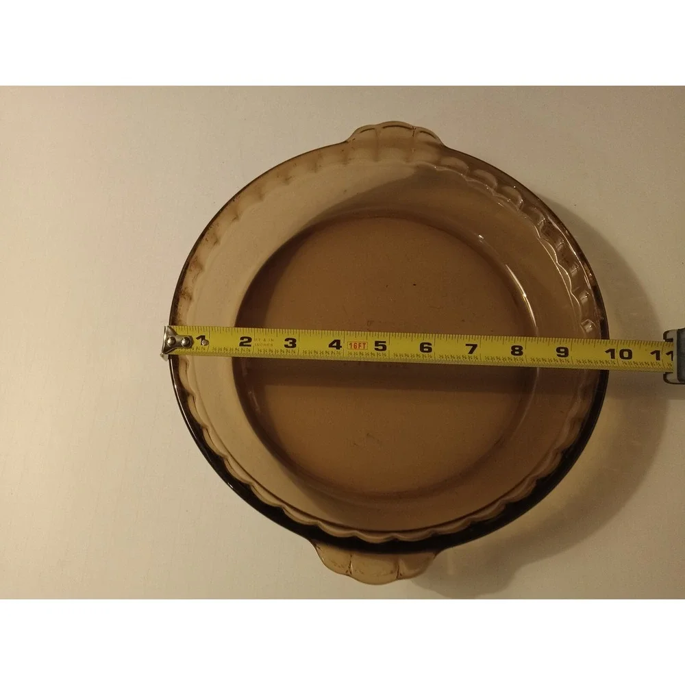 Pyrex 229 Amber Pie Pan Deep Dish Scalloped Edge Plate Vintage 9.5 Inch
